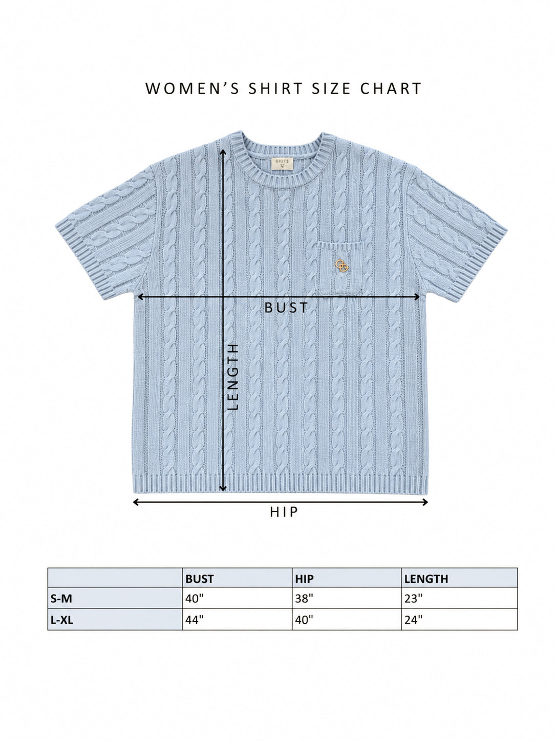 Cablette Knit Women’s Shirt - Soft Blue