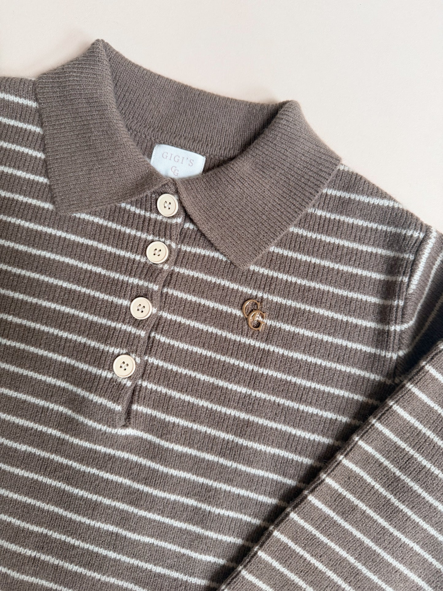 Rowe Women’s Long Sleeve Knit Polo – Mushroom