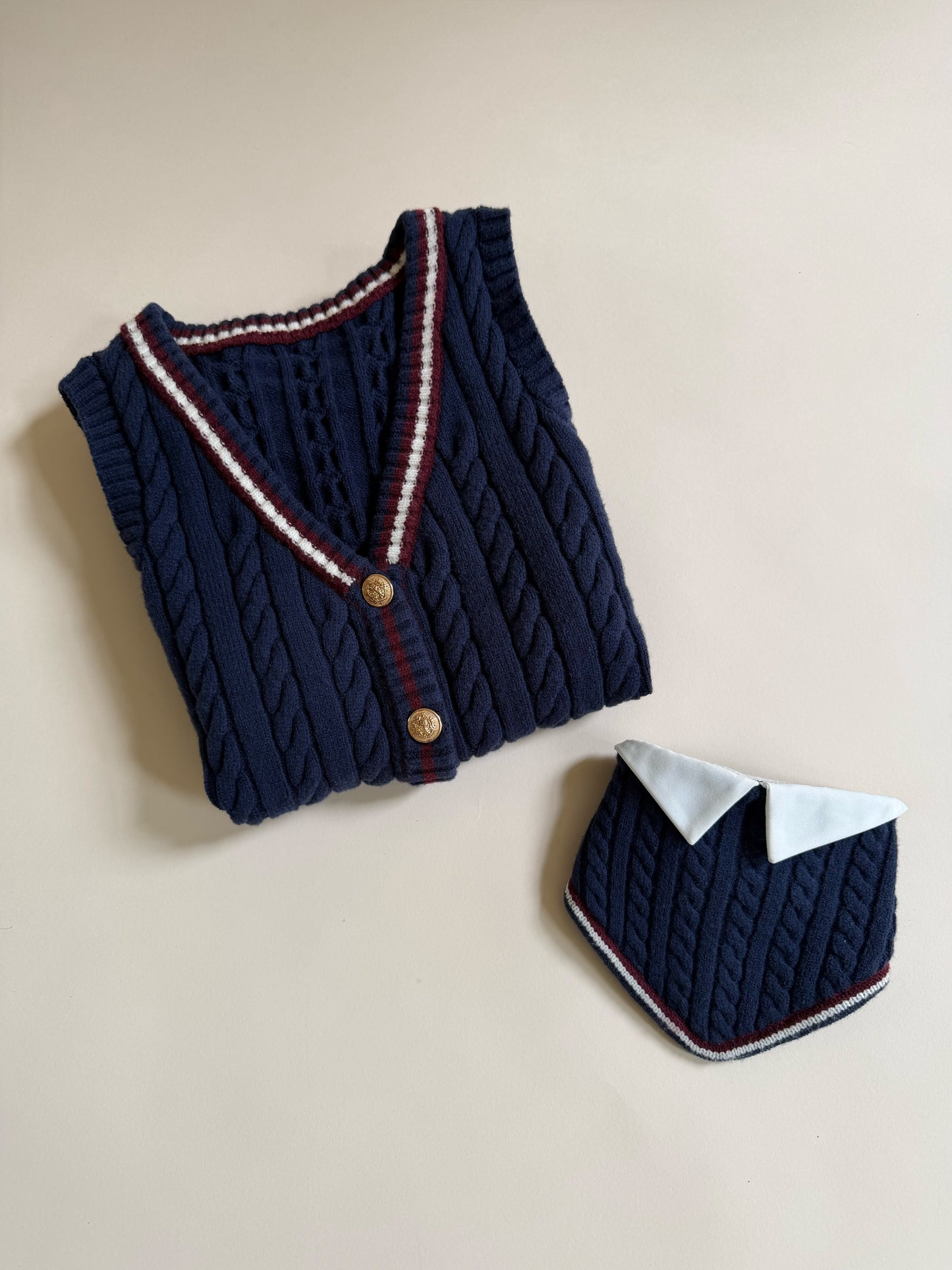 Rhodes Matching Dog Bandana & Women’s Knit Vest Set - Navy