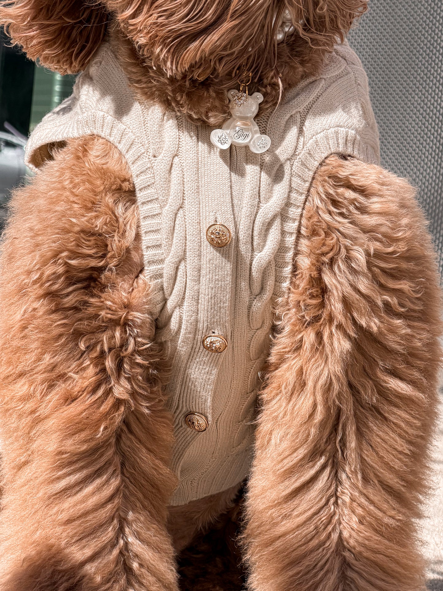 Ellis Dog Knit Vest- Soft Oat