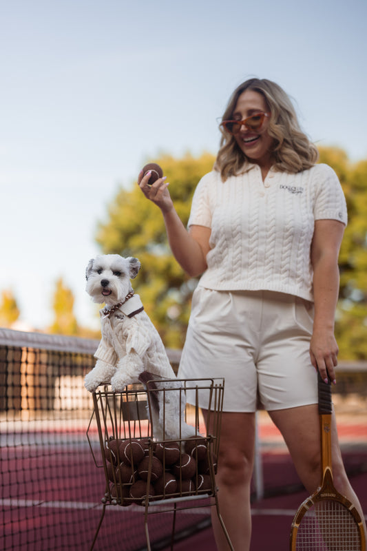 Dog Club Astor Knit Polo Set – Ivory