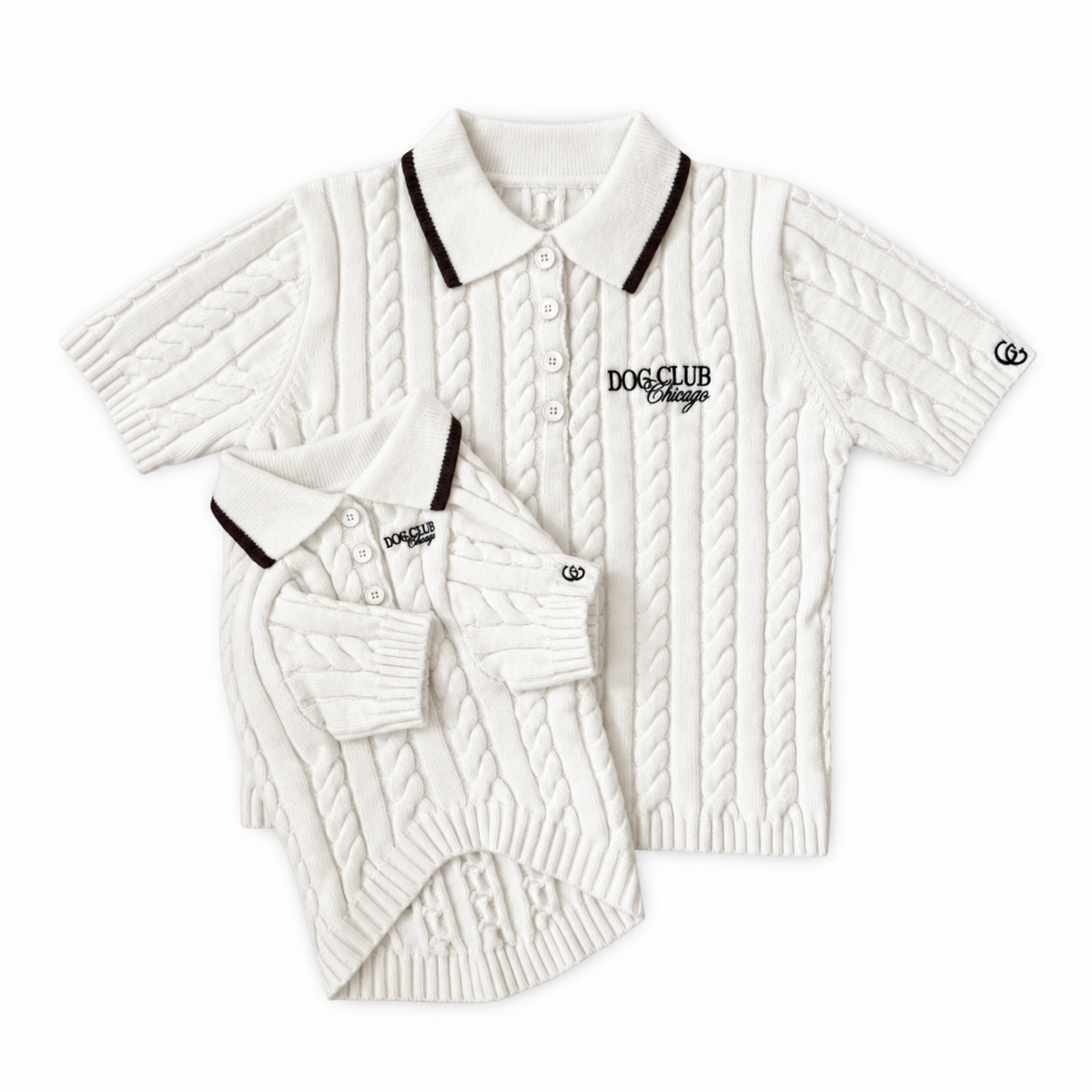 Dog Club Astor Knit Polo Set – Ivory