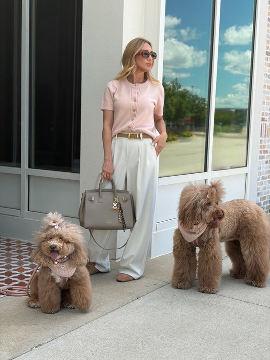 Luelle Dog Bandana & Women’s Cardigan Set - Nude Blush