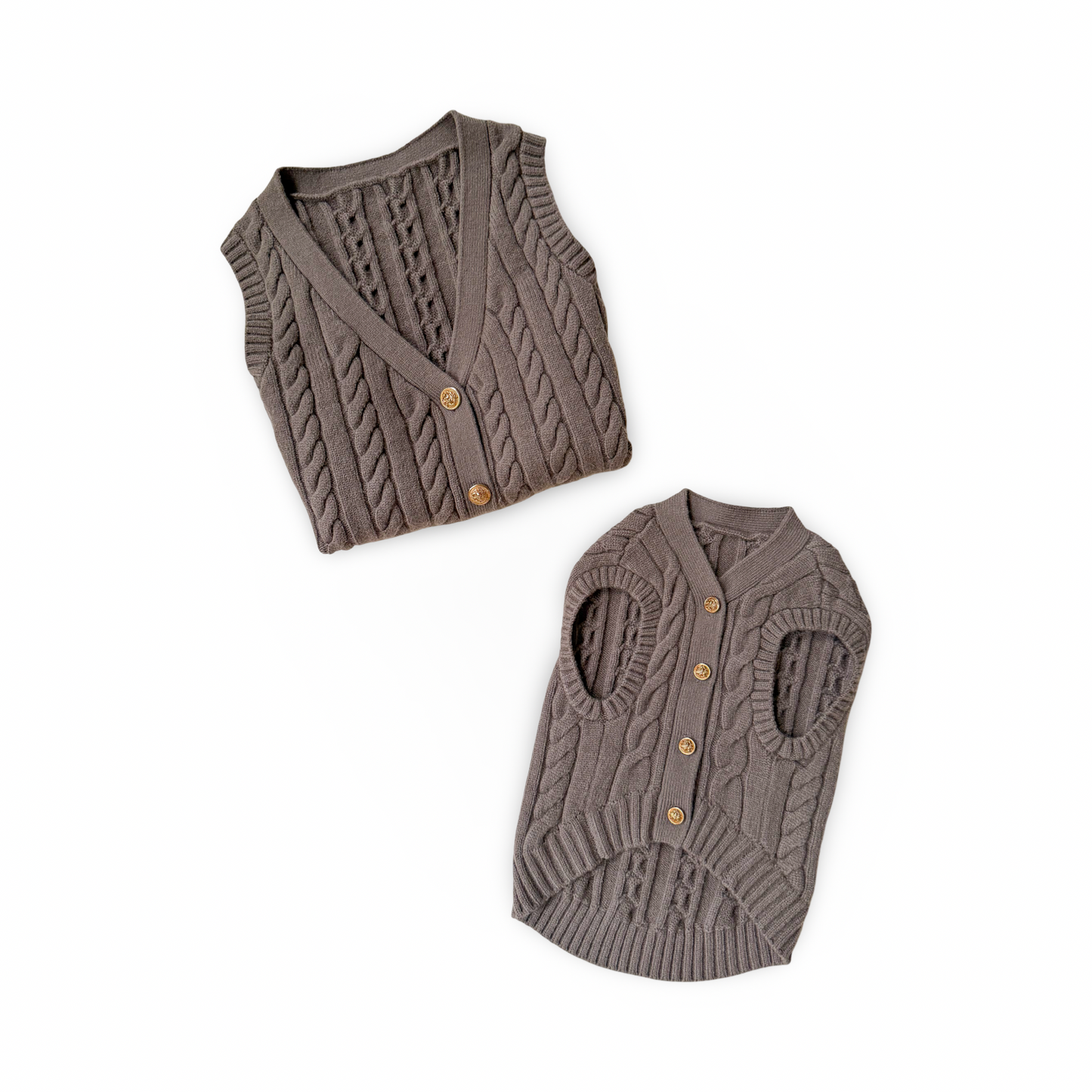 Ellis Knit Vest Set - Mushroom
