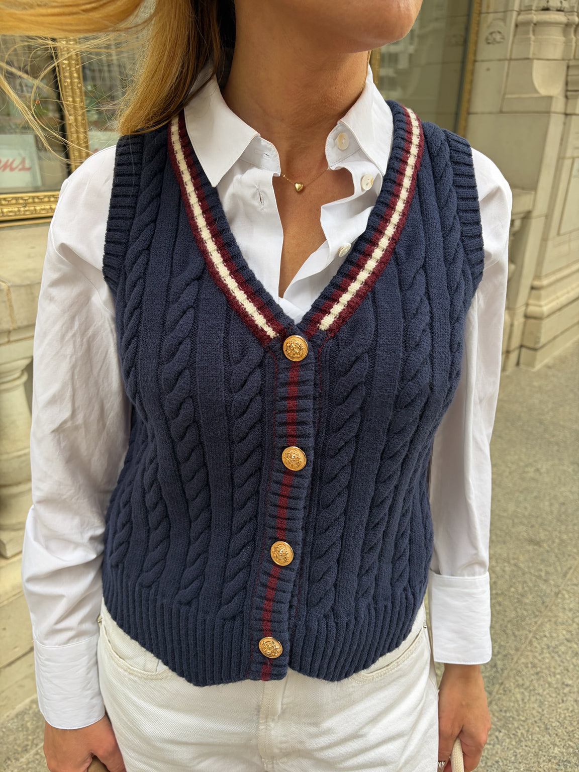 Rhodes Matching Dog Bandana & Women’s Knit Vest Set - Navy