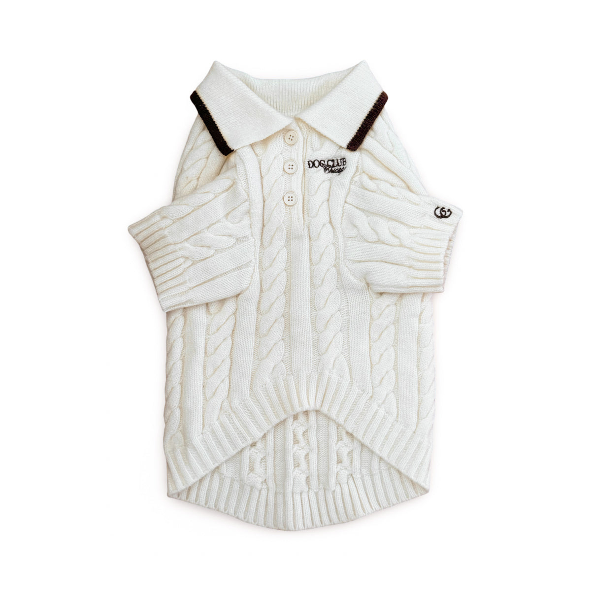 Dog Club Astor Dog Knit Polo – Ivory