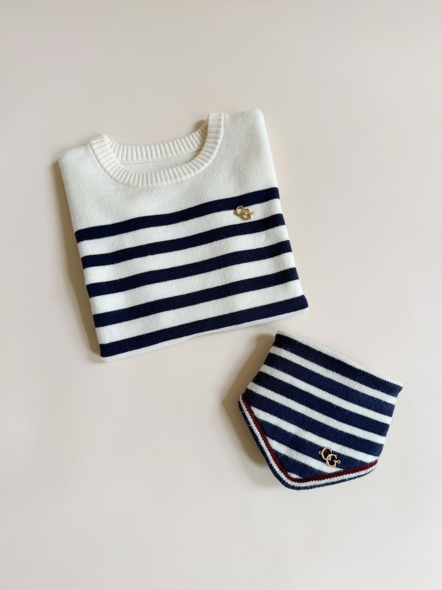 Rhodes Matching Dog Bandana & Women’s Stripe Shirt Set - Navy