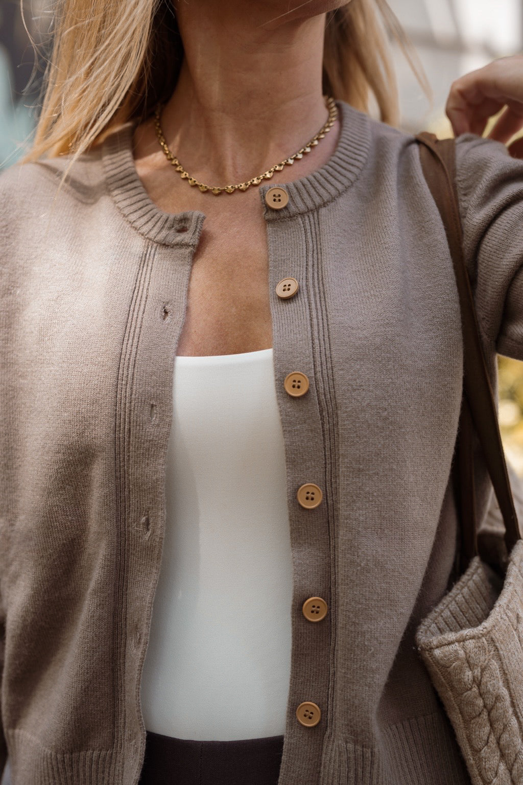 Cora Knit Cardigan Set - Mushroom
