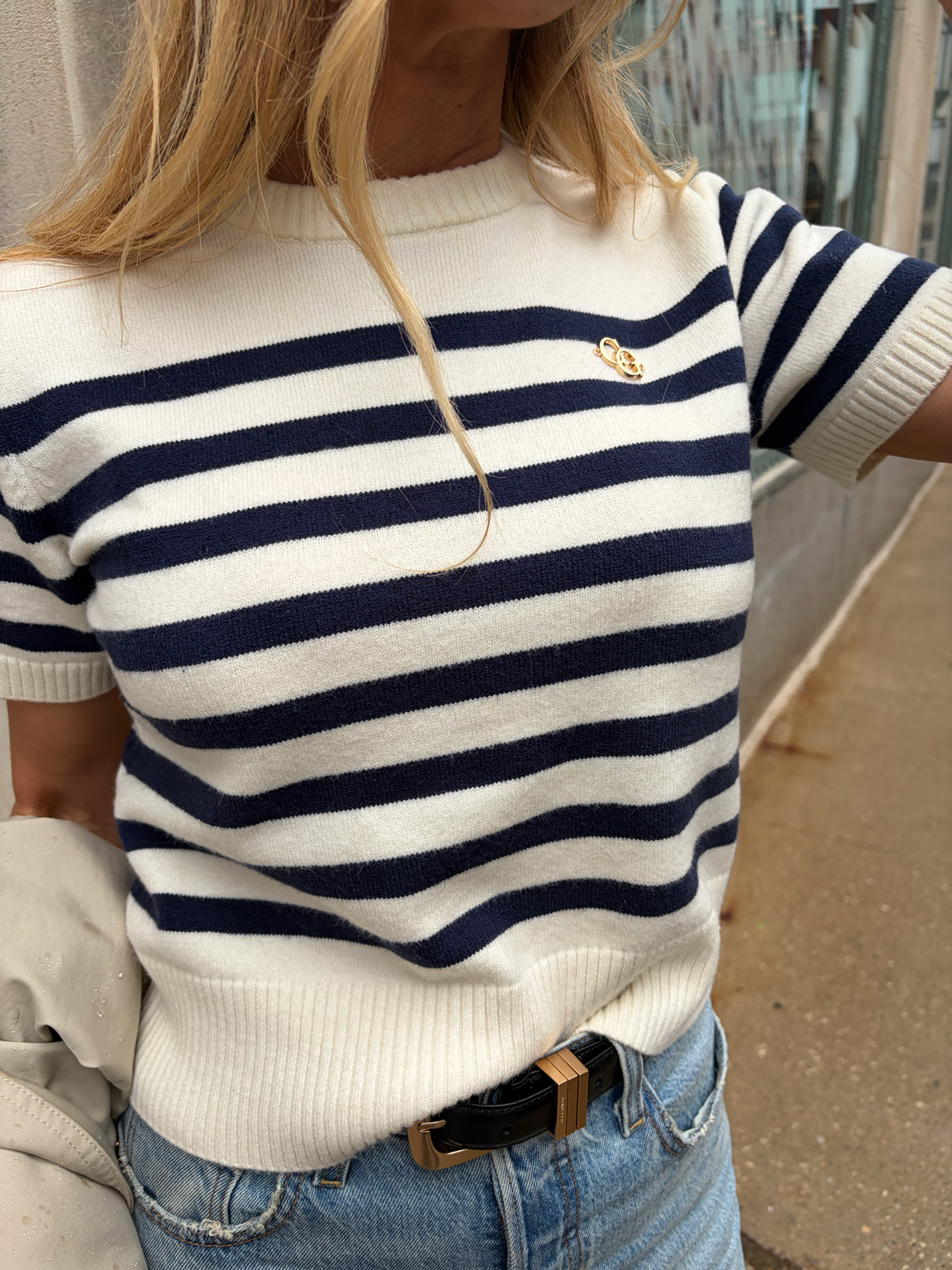 Rhodes Women’s Knit Stripe Shirt - Navy