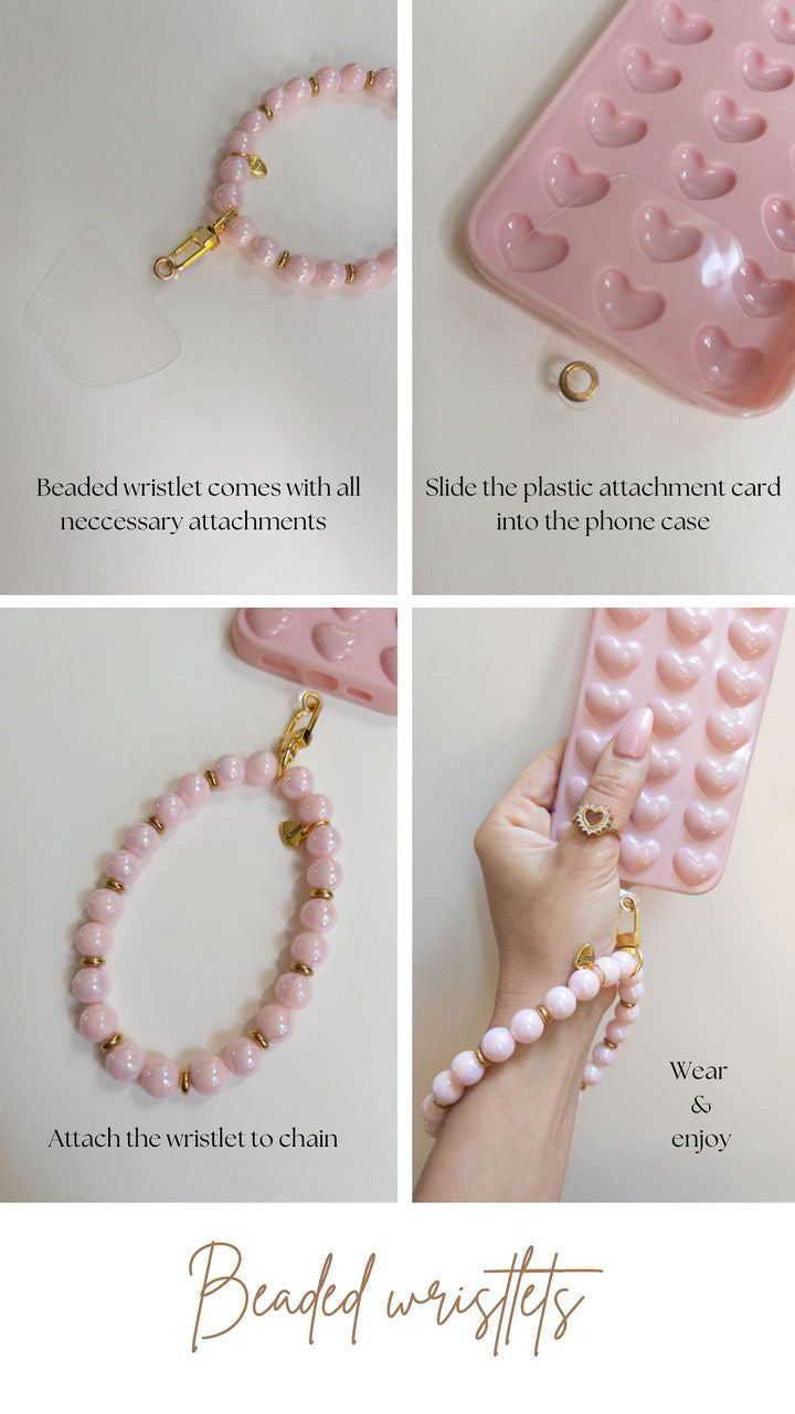 Pearly Shell Pink Beaded Wristlet